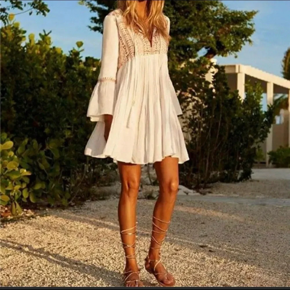 Ethereal White Lace Bohemian Tunic - Picture 2 of 9